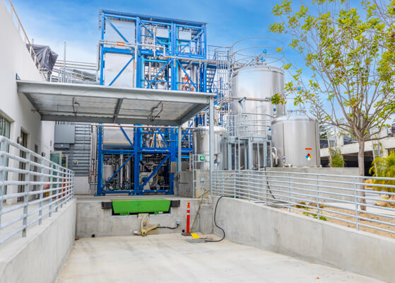 Exterior view of a loading ramp at the Pacira Pharmaceuticals facility in San Diego