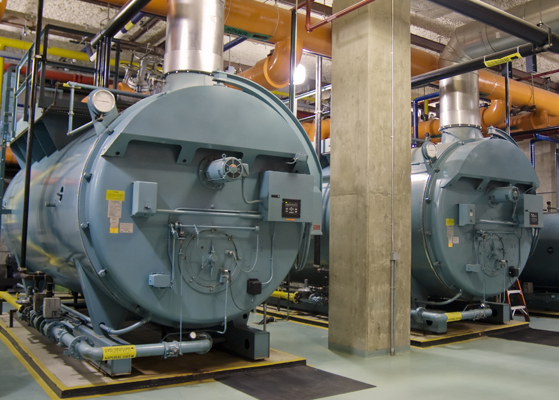 Equipment room view of a central utility plant upgrade