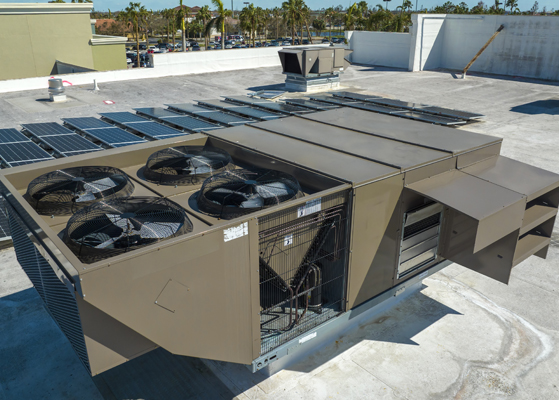 Rooftop HVAC equipment at Coast Community College