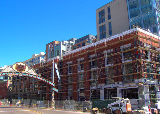 Exterior view of the Hard Rock Hotel San Diego during the construction phase 